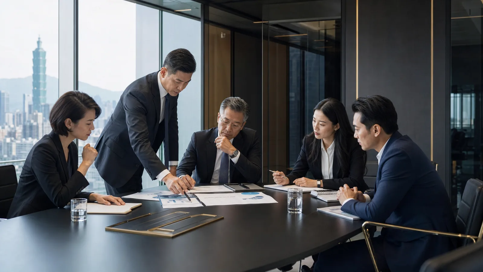 速咖顧問與企業主在董事會中討論經營策略與改善藍圖